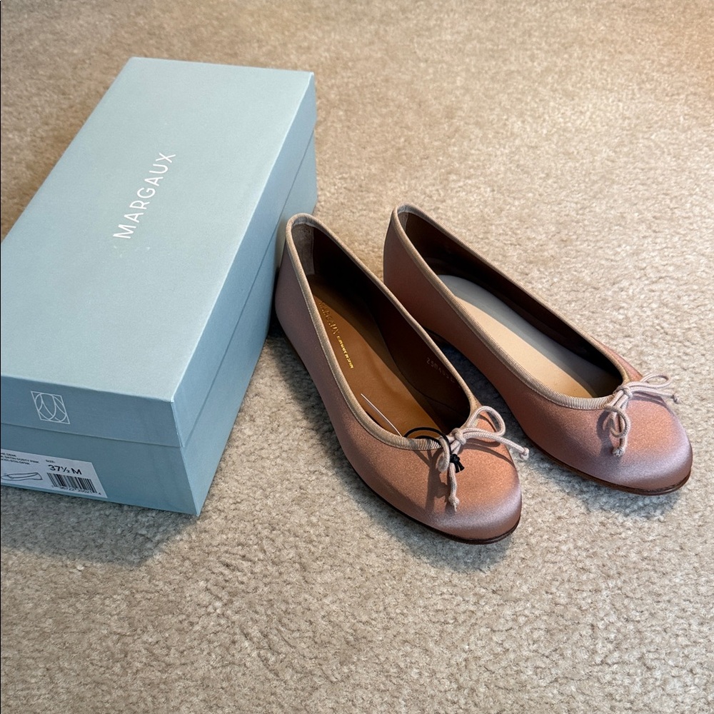 Margaux Pink Satin Ballet Flats - Width Medium - Picture 2 of 8
